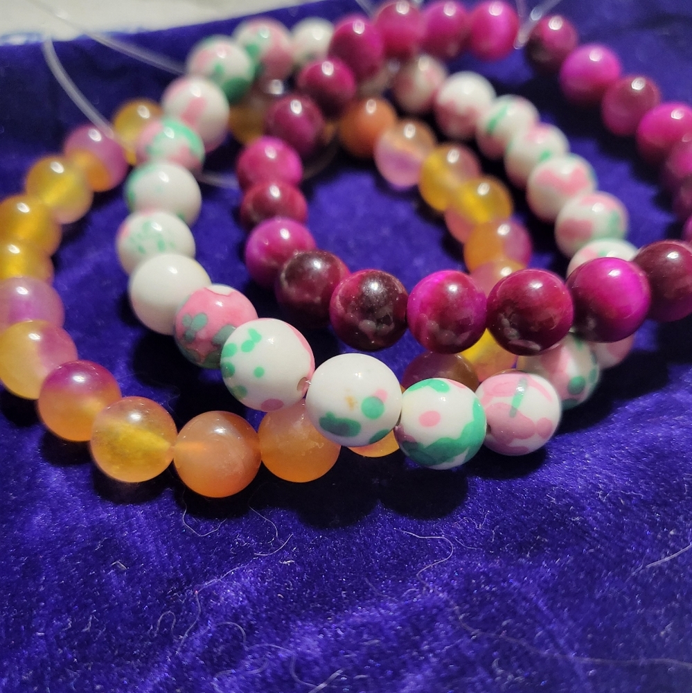 Gemstone bracelet set of three